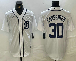 Men's Detroit Tigers #30 Kerry Carpenter White Cool Base Stitched Jersey
