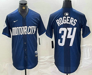 Men's Detroit Tigers #34 Jake Rogers 2024 Navy City Connect Cool Base Limited Stitched Jersey