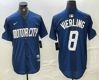 Men's Detroit Tigers #8 Matt Vierling Navy 2024 City Connect Cool Base Limited Stitched Jersey