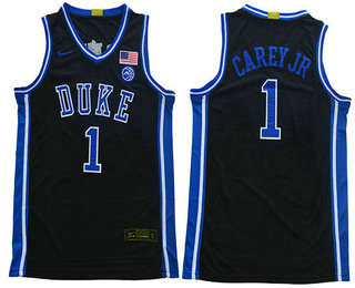 Men's Duke Blue Devils #1 Vernon Carey Jr. 2019 Black College Basketball Swingman Stitched Nike Jersey
