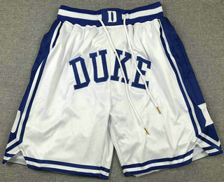 Men's Duke Blue Devils White Just Don Shorts