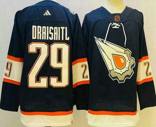 Men's Edmonton Oilers #29 Leon Draisaitl Navy 2022 Reverse Retro Authentic Jersey