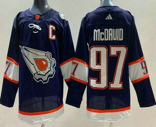 Men's Edmonton Oilers #97 Connor McDavid Navy 2022 Reverse Retro Authentic Jersey