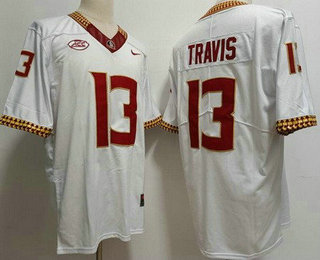 Men's FSU Florida State Seminoles #13 Jordan Travis White College Football Jersey