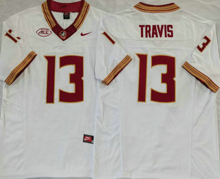 Men's FSU Florida State Seminoles #13 Jordan Travis White FUSE College Stitched Jersey