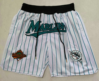 Men's Florida Marlins White Just Don Swingman Shorts