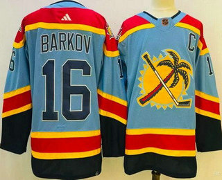 Men's Florida Panthers #16 Aleksander Barkov Blue 2022 Reverse Retro Authentic Jersey