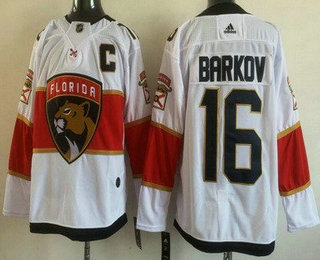 Men's Florida Panthers #16 Aleksander Barkov White Authentic Jersey