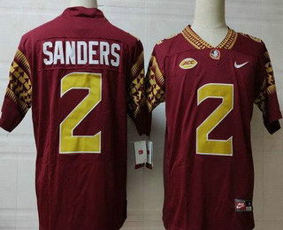 Men's Florida State Seminoles #2 Deion Sanders Red College Football Jersey