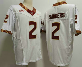 Men's Florida State Seminoles #2 Deion Sanders White FUSE College Stitched Jersey
