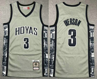 Men's Georgetown Hoyas #3 Allen Iverson Gray 1995 College Basketball Jersey