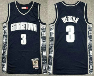 Men's Georgetown Hoyas #3 Allen Iverson Navy 1995 College Basketball Jersey