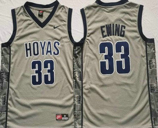 Men's Georgetown Hoyas #33 Patrick Ewing Gray College Basketball Jersey