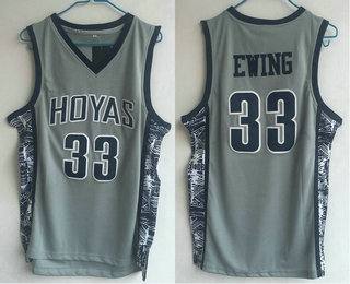 Men's Georgetown Hoyas #33 Patrick Ewing Grey College Basketball Jersey