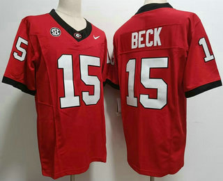 Men's Georgia Bulldogs #15 Carson Beck Red FUSE College Stitched Jersey