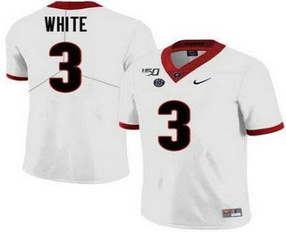Men's Georgia Bulldogs #3 Zamir White White College Football Jersey