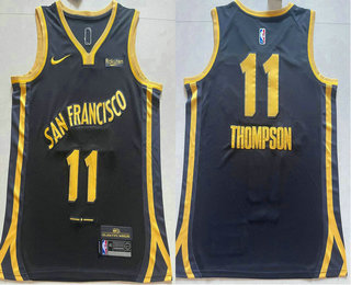 Men's Golden State Warriors #11 Klay Thompson Black 2023 City Edition Swingman Sponsor Stitched Jersey