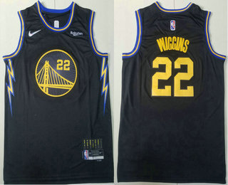 Men's Golden State Warriors #22 Andrew Wiggins Black Diamond 2022 City Edition Swingman Stitched Jersey With Sponsor