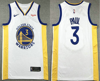 Men's Golden State Warriors #3 Chris Paul White Icon Sponsor Swingman Jersey