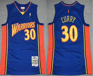 Men's Golden State Warriors #30 Stephen Curry 2009-10 Navy Blue Hardwood Classics Soul Swingman Throwback Jersey (2)