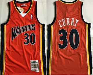 Men's Golden State Warriors #30 Stephen Curry 2009-10 Orange Hardwood Classics Soul AU Throwback Jersey