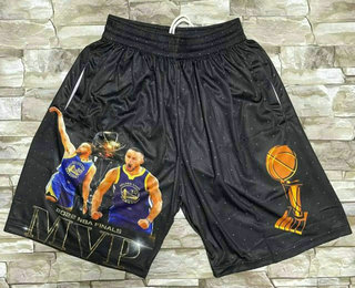 Men's Golden State Warriors #30 Stephen Curry Black 2022 NBA Finals Champions Heat Press Throwback Shorts