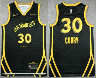 Men's Golden State Warriors #30 Stephen Curry Black 2023 City Icon Sponsor Swingman Jersey