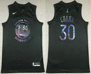 Men's Golden State Warriors #30 Stephen Curry Black Iridescent 2021 Nike Swingman Stitched Jersey