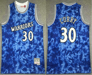 Men's Golden State Warriors #30 Stephen Curry Blue Camo Hardwood Classics Soul Swingman Throwback Jersey