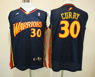 Men's Golden State Warriors #30 Stephen Curry Navy Blue Hardwood Classics Soul Swingman Throwback Jersey