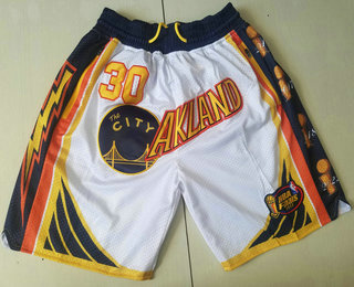 Men's Golden State Warriors #30 Stephen Curry White 2022 NBA Finals Champions Just Don Swingman Shorts