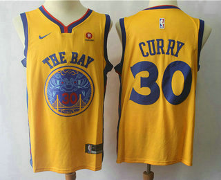 Men's Golden State Warriors #30 Stephen Curry Yellow NBA Swingman City Edition Jersey