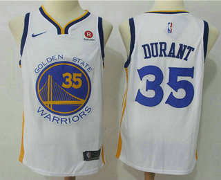 Men's Golden State Warriors #35 Kevin Durant White 2017-2018 Nike Swingman Rakuten Stitched NBA Jersey