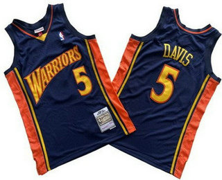 Men's Golden State Warriors #5 Baron Davis Navy 2006 Throwback Swingman Jersey