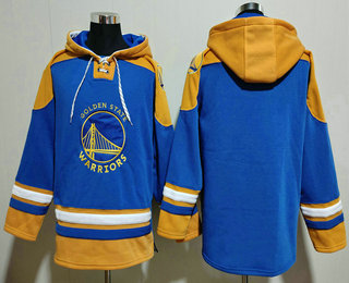 Men's Golden State Warriors Blank Blue Ageless Must Have Lace Up Pullover Hoodie