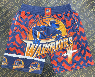 Men's Golden State Warriors big LOGO Red Blue Laser Printing Shorts