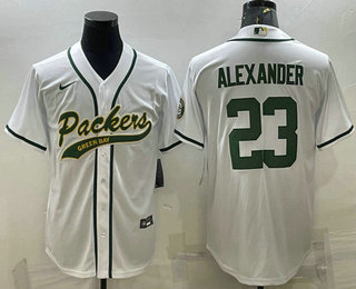 Men's Green Bay Packers #23 Jaire Alexander White With Patch Cool Base Stitched Baseball Jersey