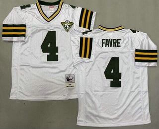 Men's Green Bay Packers #4 Brett Favre White 75th 1996 Throwback Jersey