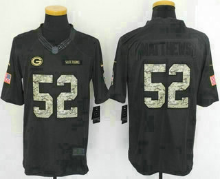 Men's Green Bay Packers #52 Clay Matthews Black Anthracite 2016 Salute To Service Stitched NFL Nike Limited Jersey
