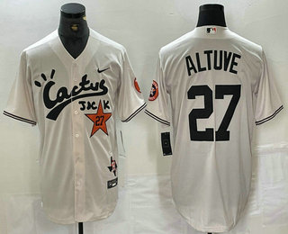 Men's Houston Astros #27 Jose Altuve Cream Cactus Jack Vapor Premier Stitched Baseball Jersey