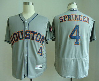 Men's Houston Astros #4 George Springer Gray Road Stitched MLB Majestic Cool Base Jersey
