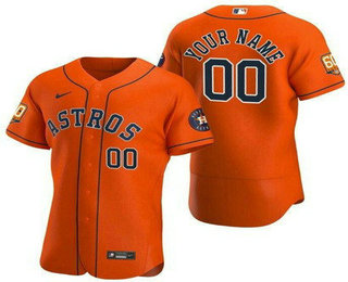Men's Houston Astros Customized Orange 60th Anniversary Authentic Jersey