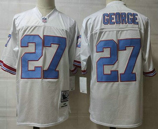 Men's Houston Oilers #27 Eddie George White Throwback Jersey