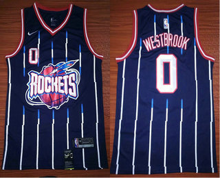 Men's Houston Rockets #0 Russell Westbrook New Navy Blue 2019 Nike Hardwood Classics Stitched NBA Jersey