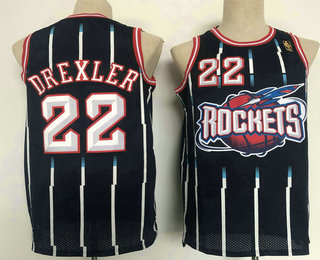 Men's Houston Rockets #22 Clyde Drexler Black Hardwood Classic Swingman Throwback Jersey