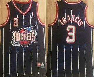 Men's Houston Rockets #3 Steve Francis Black Hardwood Classic Swingman Throwback Jersey