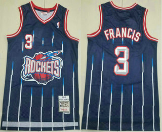 Men's Houston Rockets #3 Steve Francis Black Hardwood Classic Swingman Throwback Jersey