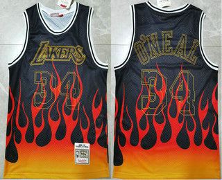 Men's Houston Rockets #34 Hakeem Olajuwon 1996-97 Black Flame Edition Hardwood Classics Soul Swingman Throwback Jersey