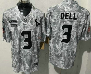 Men's Houston Texans #3 Tank Dell Limited Arctic Camo 2024 Salute to Service Jersey