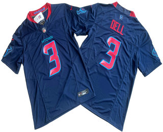Men's Houston Texans #3 Tank Dell Limited Navy Alternate FUSE Vapor Jersey